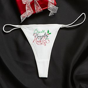 Personalized Christmas Thong Underwear   Naughty Or Nice