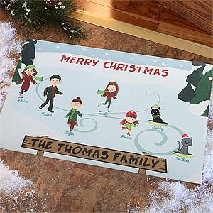 Personalized Christmas Doormats Ice Skating Family