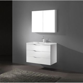 Madeli Bolano 36 Bathroom Vanity with Quartzstone Top   Glossy White