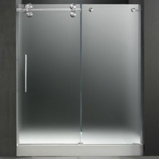 VIGO 60 inch Frameless Shower Door 3/8 Frosted/Chrome Hardware Left with White