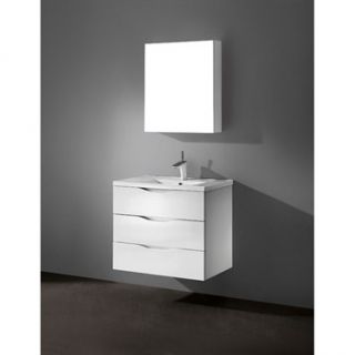 Madeli Bolano 30 Bathroom Vanity with Porcelain Top   Glossy White