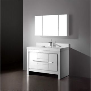 Madeli Vicenza 48 Bathroom Vanity with Quartzstone Top   Glossy White