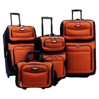 Travelers Choice Amsterdam 4 Piece Travel Luggage Set   Orange