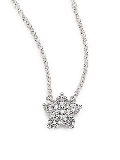 Kwiat Cluster Diamond & 18K White Gold Flower Pendant Necklace   White Diamond