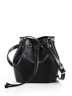 Gucci Bright Diamante Leather Bucket Bag   Black