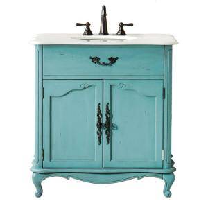 Home Decorators Collection Provence 33 in. W x 22 in. D Single Sink Vanity in Blue with Marble Vanity Top in White 1112800310 at The Home Depot