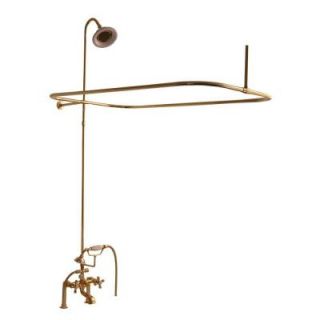 Barclay Products 3 Handle Claw Foot Tub Faucet with Hand Shower and Shower Unit in Polished Brass 4063 MC PB