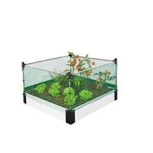 Frame It All 4 ft. x 4 ft. x 8 in. Classic White Raised Garden Bed with Small Animal Barrier DISCONTINUED 300001202