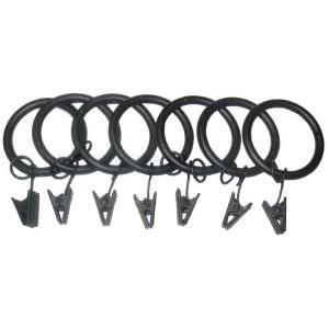 Classic Home 7 Pack 1 1/4 in. Matte Black Drapery Rings with Clips and Jump Rings 8772 40