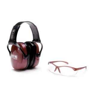 Howard Leight Womans Shooting Eyes and Ears Combo Kit with Dusty Rose Earmuffs and Clear Anti Fog Lens R 01727