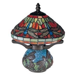 Dale Tiffany 10.25 in. Red Dragonfly Antique Bronze Accent Lamp 8774