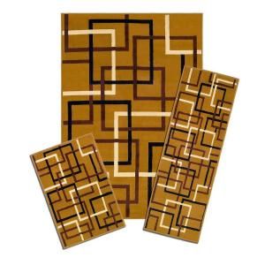 Capri Santa Fe Squares 3 Piece Set Contains 5 ft. x 7 ft. Area Rug, Matching 22 in. x 59 in. Runner and 22 in. x 31 in. Mat 5997/373 Y