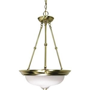 Glomar 3 Light Antique Brass 15 in Pendant with Frosted Swirl Glass HD 243