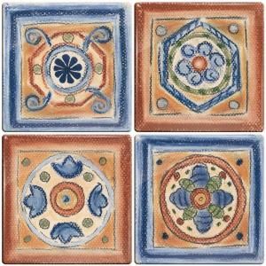 Smart Tiles 3 11/16 in. x 3 11/16 in. Terra Cotta Santa Fe Gel Tile Decorative Wall Tile (4 Pack)   DISCONTINUED 2006S
