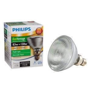 Philips EcoVantage 83 Watt Halogen PAR38 Indoor/Outdoor Long Life Dimmable Flood Light Bulb 424985