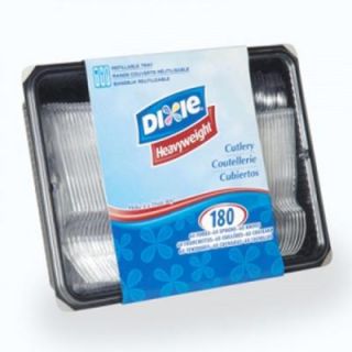 Dixie Heavyweight Plastic Forks, Knives, Teaspoons, 60 Each, Clear, 180/Pack DIX CH0180DX7