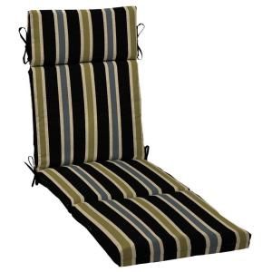 Hampton Bay Black Ribbon Stripe Outdoor Chaise Lounge Cushion JC24853X 9D1