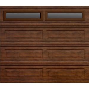 Martin Garage Doors Wood Collection Windriver 8 x 7 ft. Long Panel Walnut Woodgrain Steel Back Insulation Full View Window Clear Garage Door HDIY 000383