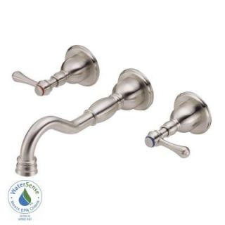 Danze Opulence 2 Handle Wall Mount Bathroom Faucet with Touch Down Drain Trim Only in Brushed Nickel D316257BNT