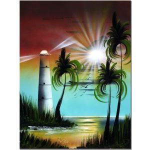 Trademark Fine Art 18 in. x 24 in. Lighthouse at Sunset Canvas Art NA005 C1824GG
