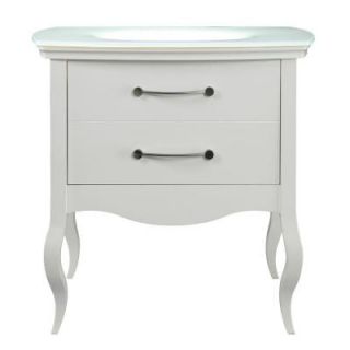 DECOLAV Gabrielle 37 in. Birch Vanity in White with Glass Vanity Top with White Basin 5265 WHT