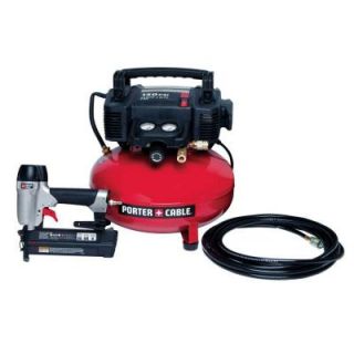 Porter Cable 6 Gal. Portable Electric Air Compressor and 18 Gauge Brad Nailer Combo Kit PCFP12236