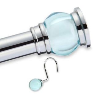 Elegant Home Fashions Acrylic Finial Hook and Rod Set (Loch) in Light Blue/Chrome HDST013