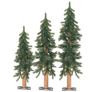 Sterling, Inc. 2 3 4 ft. Pre Lit Alpine Artificial Christmas Tree with Wooden Trunks (Set of 3) 2511 234c