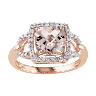 10K Rose Gold Morganite & Diamond Ring, Womens