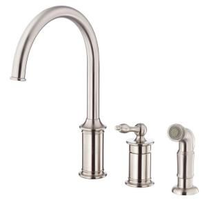 Danze Prince Single Handle Kitchen Faucet with Spray in Stainless Steel D409010SS