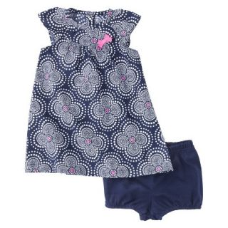 Just One You;Made by Carters Girls Dress and Panty Set   Navy/Pink 3 M