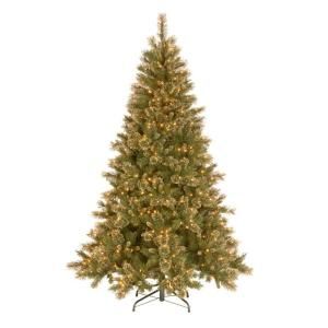 National Tree Company 9 ft. Glittery Gold Pine Hinged Christmas Tree with 850 Ready Lit Clear Lights GPG3 319E 90X