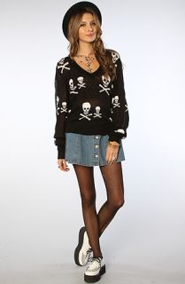 Wildfox V Neck Sweater Knight Hood School Girl Black