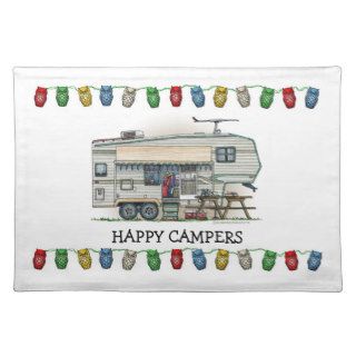 Cute RV Vintage Fifth Wheel Camper Travel Trailer Placemat