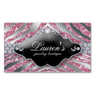 Jewelry Zebra Business Card Sparkle Pink SB