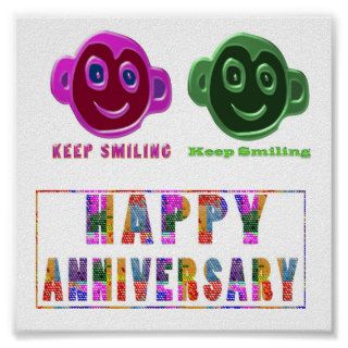 HAPPY ANNIVERSARY : Artistic Text n Faces Print