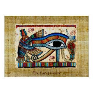 EYE OF HORUS on PAPYRUS Egyptian Art Poster