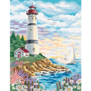 Dimensions Needlecrafts Paintworks Paint By Number, Lighthouse At Sunrise   Childrens Paint By Number Kits