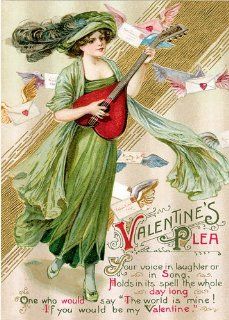 Unique High Quality Song in your Heart Vintage Valentines Day Cards School Package : Greeting Cards : Office Products