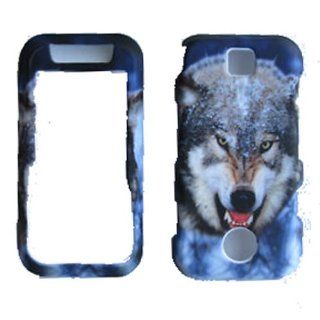 Hard Plastic Snap on Cover Fits Motorola A455 Rival Blue Wolf Verizon: Cell Phones & Accessories