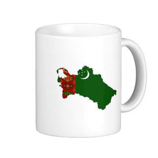 Turkmenistan flag map coffee mug