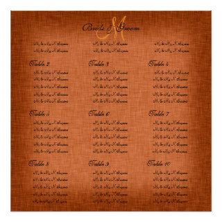 Orange wedding seating charts print