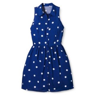 Merona Womens Woven Sleeveless Shirt Dress   Blue Polka Dot   4