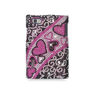 LG Intuition VS950 Optimus Vu P895 Bling Gem Jeweled Jewel Crystal Diamond Pink Silver Hearts Cover Case: Cell Phones & Accessories