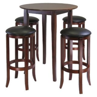 Bar Height Table Set: Winsome Fiona Antique Brown (Walnut) High Table with 4