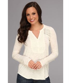 Lucky Brand Lace Tuxedo Top Womens Long Sleeve Pullover (White)
