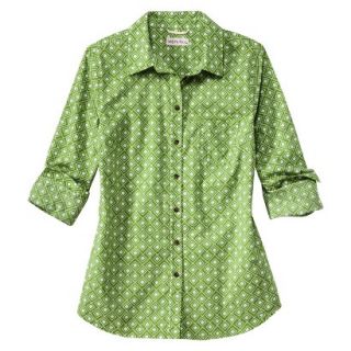 Merona Womens Favorite Button Down Shirt   Lawn   Green Print   S