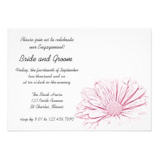 Pink Flower Effect Engagement Party Invitation