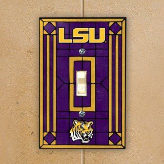 NCAA LSU Tigers Purple Art Glass Switch Plate Cover : Business Card Holders : Office Products