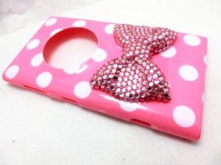 3D Sparkle Bow Cute Lovely Bling Special Party Classic Dot Pattern Case Cover For Nokia Lumia 1020 / Nokia EOS (Pink Bow): Cell Phones & Accessories